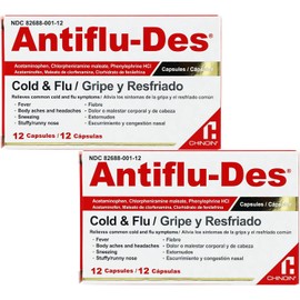 Cold and Flu Symptoms Relief, Fever Reducer, 2 Pack of 12 Caps Each, 2 Boxes