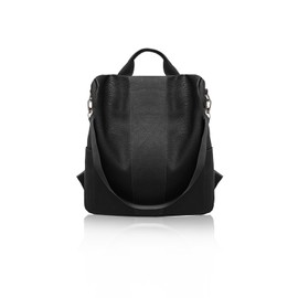 FuninCrea Backpack Womens Casual Daypacks Anti-Theft Travel Backpack Waterproof PU Leather Shoulder Bag, Women's Fashion Backpacks Large Capacity with Detachable Strap and Handle (Black)