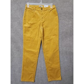 Croft Barrow Corduroy Pants Womens 10 Golden Yellow Straight Leg Stretch NEW
