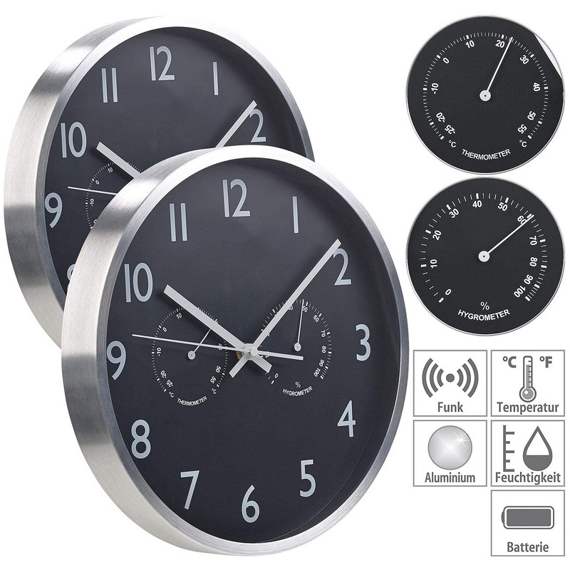 St. Leonhard Bedroom Wall Clock: Set of 2 3-in-1 Radio