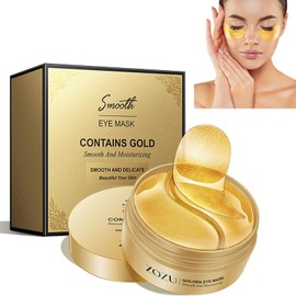 BSOON 120 Piezas Máscara de Ojos de Algas Marinas con Colágeno y Ácido Hialurónico - Parches para Ojeras, Bolsas y Arrugas, Gel Hidratante Reparador, Tratamiento Nocturno (Dorado)