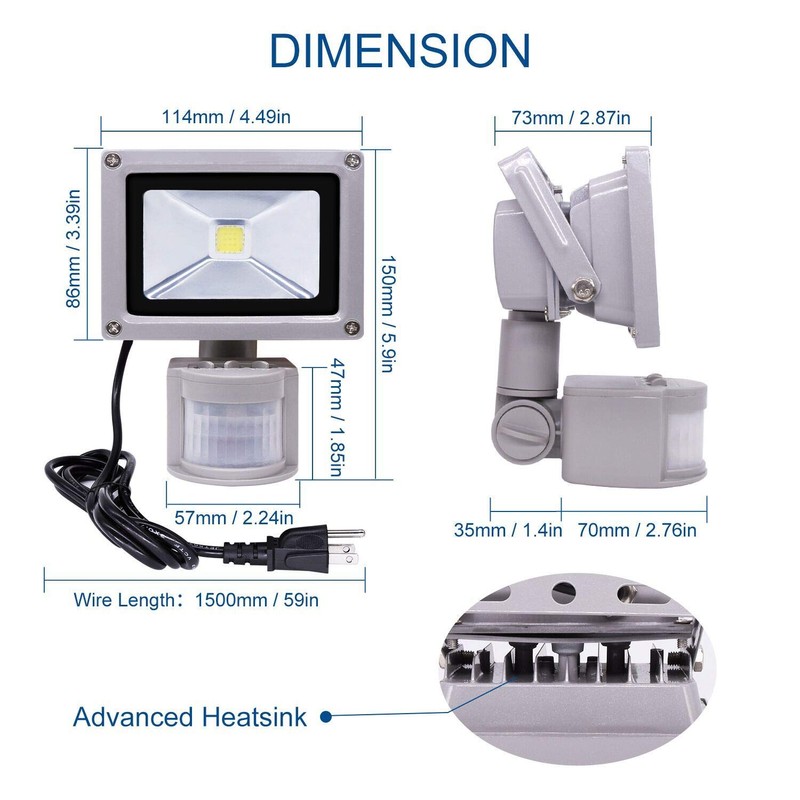 Z Motion Sensor Flood Lights Outdoor,10W Induction LED Lamp, IP65