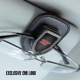 JULOPO car Sunglasses Holder Compatible with Focus Edge Explorer Fiesta st line Leather Car Glasses Clip Sunglasses Holders for Car Visor car Interior Accessories
