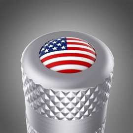 CKAuto American Flag Valve Stem Caps, Aluminum USA Tire Valve Caps, Universal Dust Proof Stem Covers for Cars, Trucks, Bikes, Motorcycles, Bicycle, Corrosion Resistant, 4 Pack(Silver)