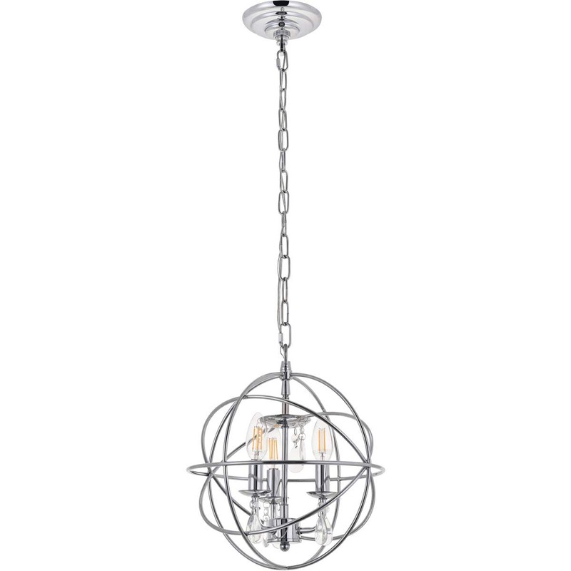 Living District Wallace 3-Light Mid-Century Metal Pendant in Chrome and