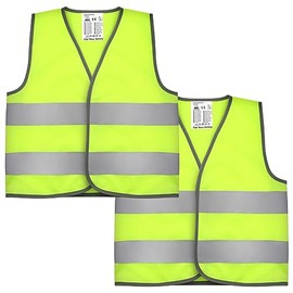 taonganui Pack of 2 High Visibility Vest for Children, Children's Safety Vest, Reflective Vest, Riding Reflective Vest with Reflective Strips for Children, Outdoor, Running, Cycling, 10-12 Years, L