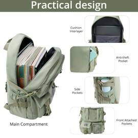 AoMoon Kawaii Backpack Lovely Pastel Rucksack for Teen Girls Aesthetic Student Bookbags with Kawaii Pin and Cute Accessories (Green-C)