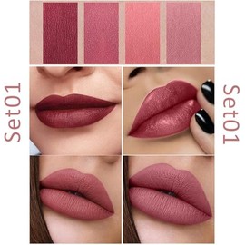 4 PCS Labiales, Balsamo Labial, Labial Hidratante, Mate Lápiz Labials, Labials Impermeable sin Decoloración Cosméticos,Tinte de labios para mujeres (01, 4PCS)
