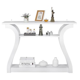 SuperDeal Entryway 47" SImple Style MDF Accent Console Table - Color: White