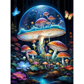 Aiuorty 5D Diamond Painting Bilder Blume Complete Diamond Painting Set Erwachsene Full DIY Diamant Kunst Malerei Stickerei Set Kreuzstich Bilder Home Wand Dekor 30x40cm (Pilz)