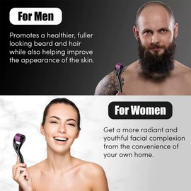 JIEYUCHU Bartroller 0.5mm, 660 Nadeln Micro needle Roller, Bart Roller Bartwuchs, Micro needle Roller mit Kasten, Bartroller für Mann und Frau Haarpflege Gesicht, Lila