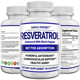 Simply Potent Resveratrol Capsules 3000mg Natural Antioxidant, Anti Aging, Anti Inflammatory