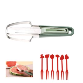 Pack of 3 Fruit Cutters, Summer Gadgets Melon Cutter, Watermelon Cutter, 3-in-1 Stainless Steel Cutter, Spiral Cutter, Generic Dragon Fruit Cutter, Pineapple Cutter, for Watermelon Fruit (Green)