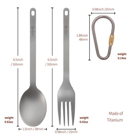 TiTo NEW Titanium Cutlery Set with Fork and Spoon in one set flatware for outdoor camping