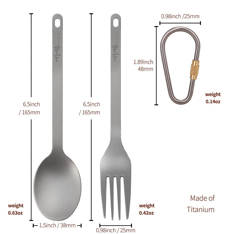 TiTo NEW Titanium Cutlery Set with Fork and Spoon in