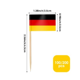 AhfuLife 100 Pcs German Flag Germany Toothpick Flags, Germany Flag Cupcake Toppers for Soccer Party Decoration, Mini German Flag for Oktoberfest Decorations