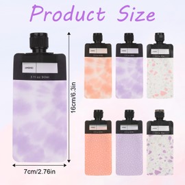 Qianyu 6 Pack Leak Proof Empty Squeeze Pouches Refillable Travel Size Containers Portable Shampoo Conditioner Liquid Container Travel Bottles for Toiletries Lotion Face Cream Hand Soap