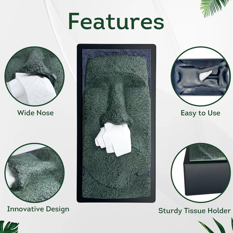 Lily's Home Tiki Head Tissue Box Cover - Decorative Resin
