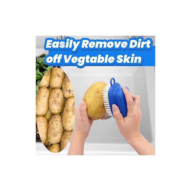2-Pack Vegetable Brush | Non-Slip Grip Veggie Scrubber for Cleaning