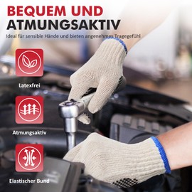 Migliore Wear 12 Pairs Work Gloves with Non-Slip Nubs for Men & Women, Cotton/Polyester Protective Gloves for Industry, Gardening, Construction, Warehouse