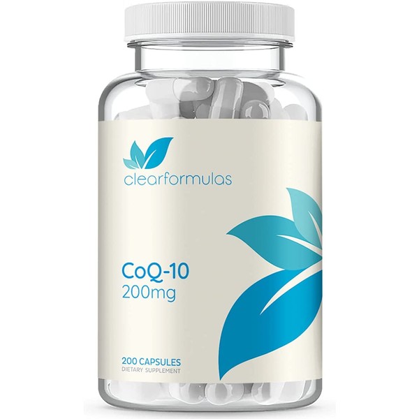 Clear Formulas Pure CoQ10 200mg 200 Capsules Supports Heart Health & Helps Maintain Healthy Blood Pressure