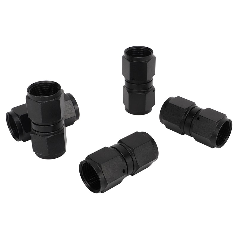 5PCS 10AN Fitting Adapter Black Female Straight Swivel Aluminum Alloy