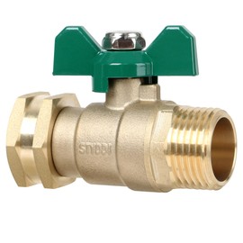STYDDI Full Flow Brass Garden Hose Shut Off Valve, Heavy Duty 1-Way No Restricted-Flow Water Shut-Off Connector, 3/4” GHT High Flow Hose Ball Valve Adapter Coupling, Lawn Hose-end Flow Control Valve