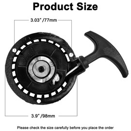 Pull Start Recoil Starter for 40/44-6 2 Stroke 47cc 49cc Mini Pocket Bike Dirt Pit Bike ATV 4 Wheeler Motorcycle, Flatter Type Raised Tooth Cog Mini Aluminum Alloy Pull Starter with Screws Black