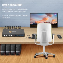 4K KVM Switch HDMI, Full USB 3.0 Port, 4 PC Computers Share One Monitor, KVM 4 Input Switcher, Supports 4K@60Hz, Button and Wired Remote Control, No Drivers Required, Plug and Play