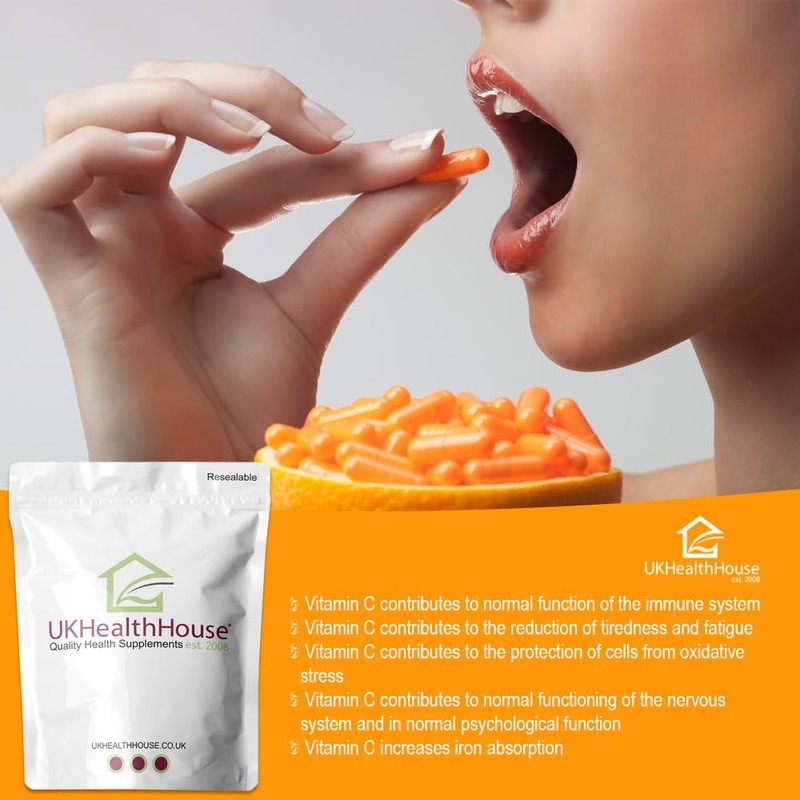 UKHealthHouse Vitamin C 1000mg – High Strength Vitamin C Capsules