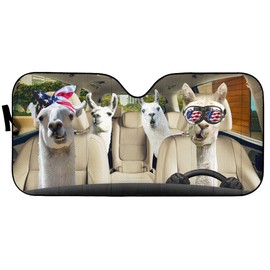Alpaca Driver Front Windshield Sun Shade Cover, Alpaca Family Car Windshield Sunshade Foldable Car Sun Visor, Automotive Cover Keep Vehicle Cool