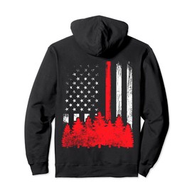 Thin Red Line American Flag Wildland Firefighter Hoodie Gift