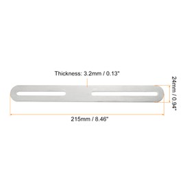 sourcing map Adjustable Corner Code, 4Pcs 215x24mm - Stainless Steel Flat Straight Thickened Slotted Brace Brackets, for Fixed Furniture Shelf Connector (Silver)