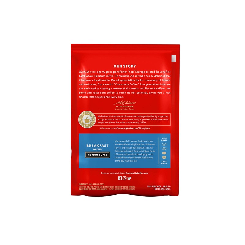Community Coffee Breakfast Blend, Medium Roast Pre-Measured Coffee Packs, 3.0