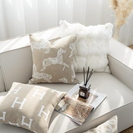 Croker Horse 20x20'' Inches Throw Pillow Cushion Cover - Horse Pattern Jacquard Craft Luxury Modern Fashion Style Couch Sofa Pillow Covers for Bedroom Living Room