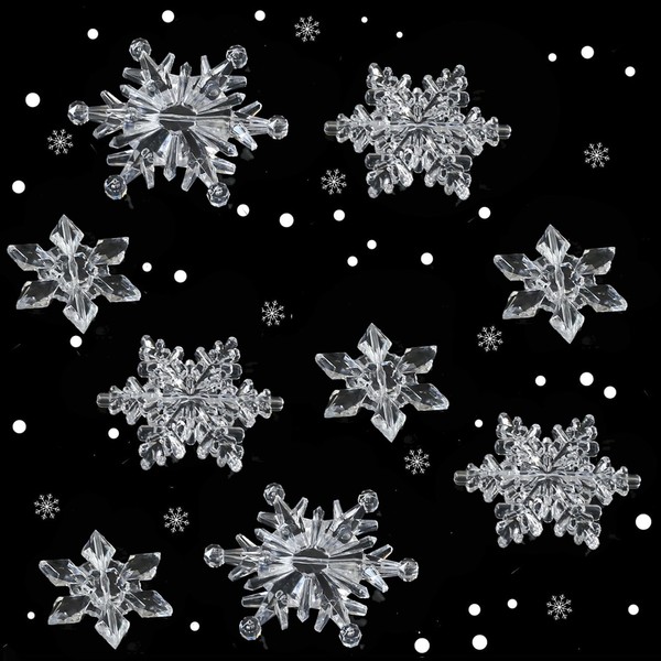HERZWILD Acrylic Crystal Snowflakes 35pcs Snowflake Theme Ornaments Christmas Tree Pendant Decoration DIY Winter Wonderland
