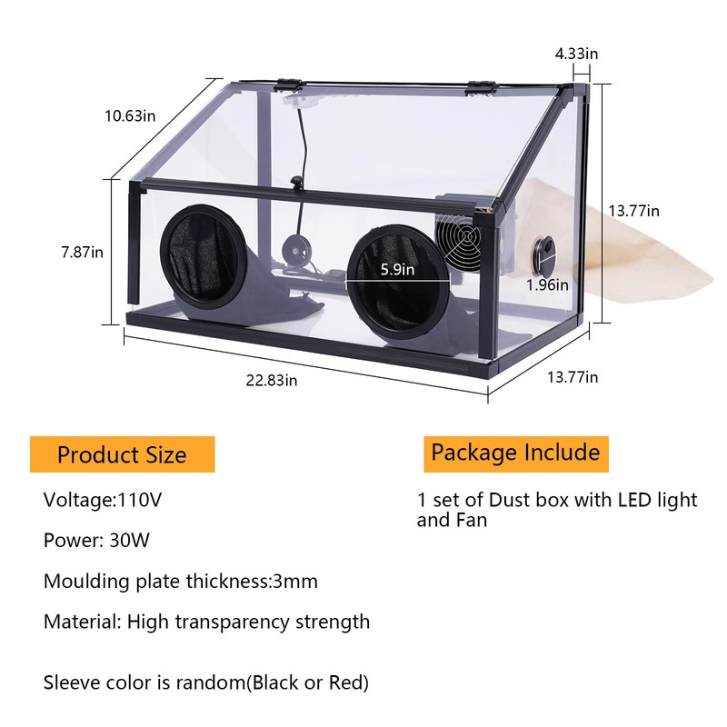 Fully Enclosed Dust Box,220V Electric Dust Hood Enclosed,Acrylic Grinding Table