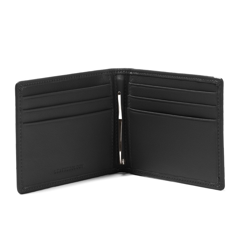 Leatherology RFID Black Onyx Men's Slim Bifold Wallet with Money