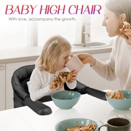 Hook on High Chair,Portable Foldable High Chair for Babies 6-36 Months, Includes Storage Bag (Black)