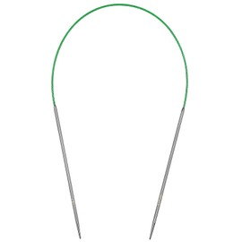 Aeelike 2.25mm Circular Knitting Needles 40cm, Short Round Knitting Needles with Flexible Cable, Metal Circular Needles for Knitting Socks, Fixed Circular Knitting Pins for Small Projects, Size US 1