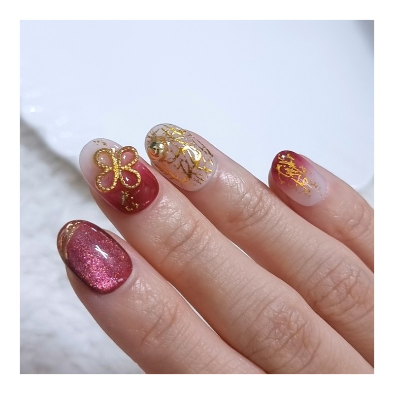 New Year's Honghwa Handmade Nail Tip - Petit Round /
