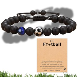 BENIFILE Football Bracelet for Boys, Soccer Fans Bracelet Gifts with Inspiring Card for Friends Teens Son Grandson Nephew Brother Men Girls on Birthday Graduation Back to School Anniversary