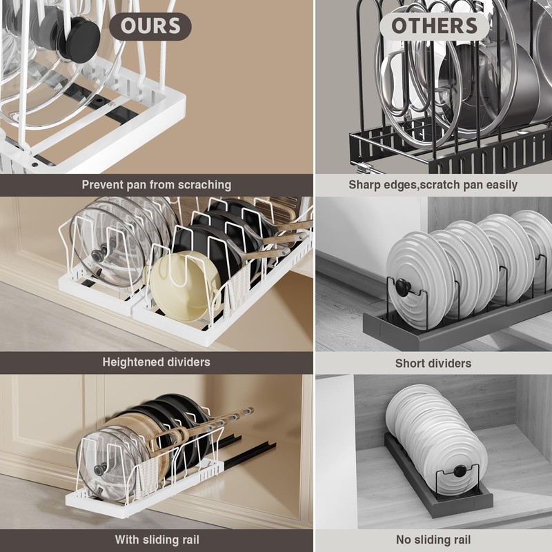 Magheo Pots and Pans Organizer Under Cabinet, 22" Deep Expandable