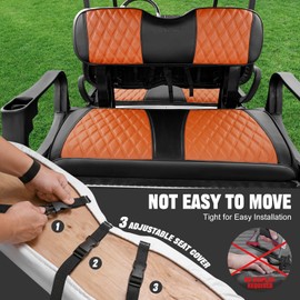 Rosefray Golf Cart Seat Covers Fit for Club Car Precedent/Club Car DS/EZGO RXV/EZGO TXT/Yamaha OEM Rear Seat Cushion, Backrest Leather Litte Diamond Seat Covers-Brown&Black