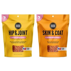 BIXBI Skin & Coat Salmon Jerky Dog Treats, 5 Ounces Hip & Joint Salmon Jerky Dog Treats, 5 Ounces