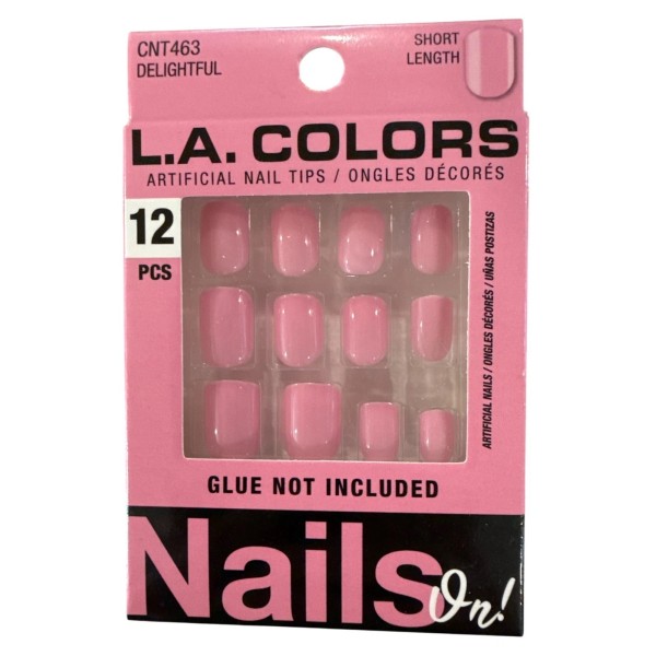 Blush Pink L.A. Colors NAILS ON! 12 Nails DELIGHTFUL Short