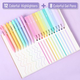 Mr. Pen- Aesthetic Highlighters and Gel Pens, 20 Pack, Colorful Bible Highlighters No Bleed, Colorful Ink Gel Pens, Cute Highlighter Pens, No Bleed Highlighters for Bibles, Aesthetic Gel Pens