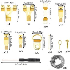 251PCS Picture Hanging Hooks Traceless Nail Hook 75lb/45lb/30lb/20lb/10lb Picture Hooks Heavy Duty Picture Hangers Photo Frame Hangers Kit with Nails for Making Picture/Photo Frame Hangers