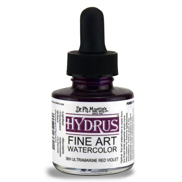 Dr. Ph. Martin's 400250-36H Hydrus Fine Art Watercolor, 1.0 oz, Ultramarine Red Violet (36H)