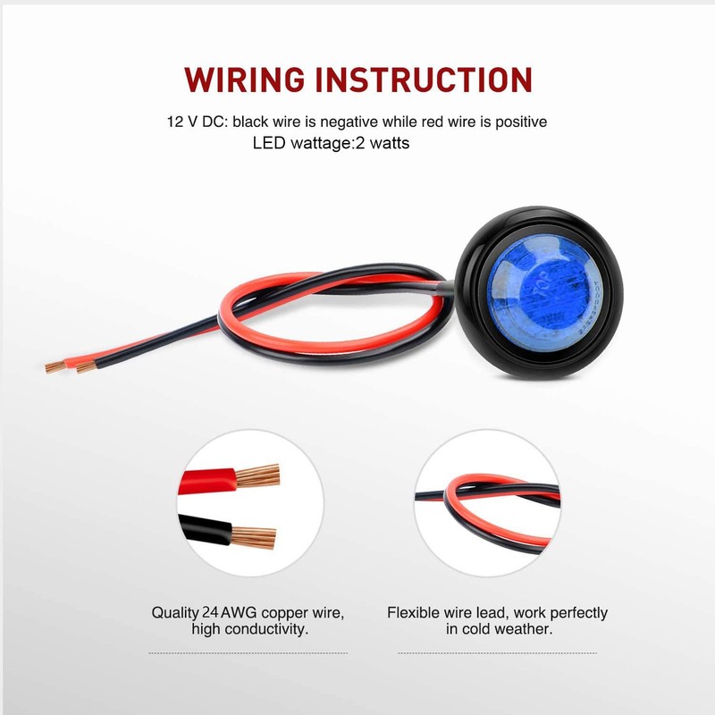 Gebildet 10Pcs 12V Blue Front Rear Side Indicator Bullet Marker